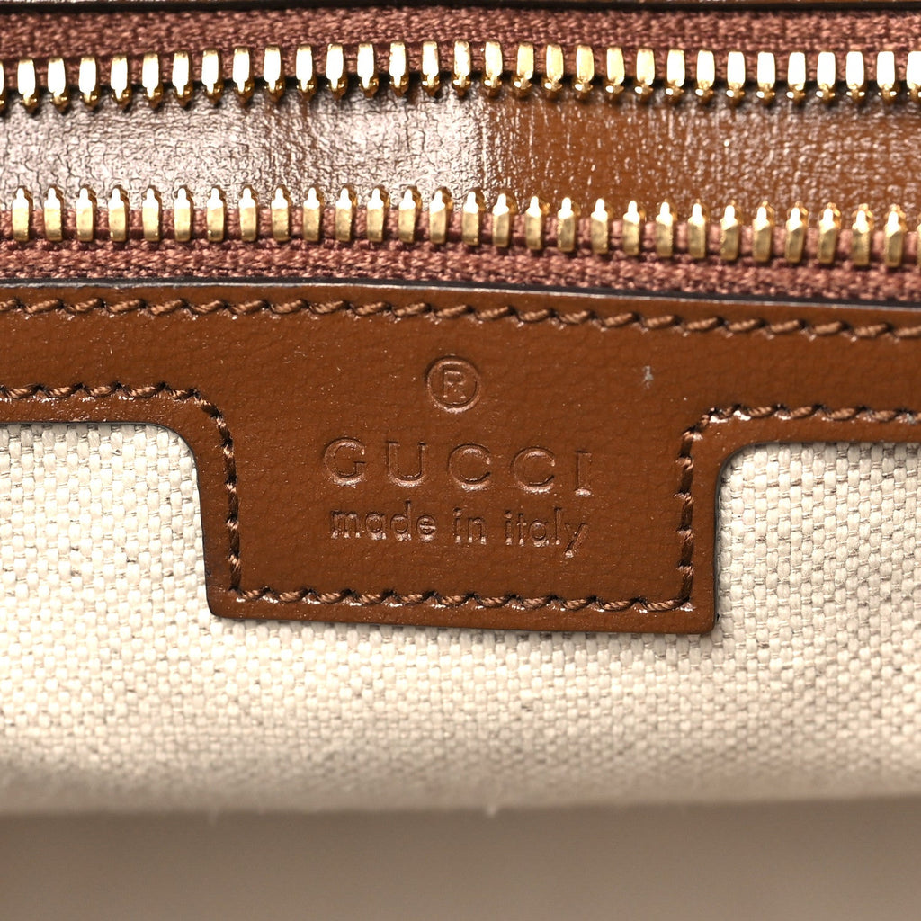 GG Supreme Monogram Azalea Calfskin Small Retro Interlocking G Tote Bag Beige Ebony Brown Sugar wholesalehk.shop