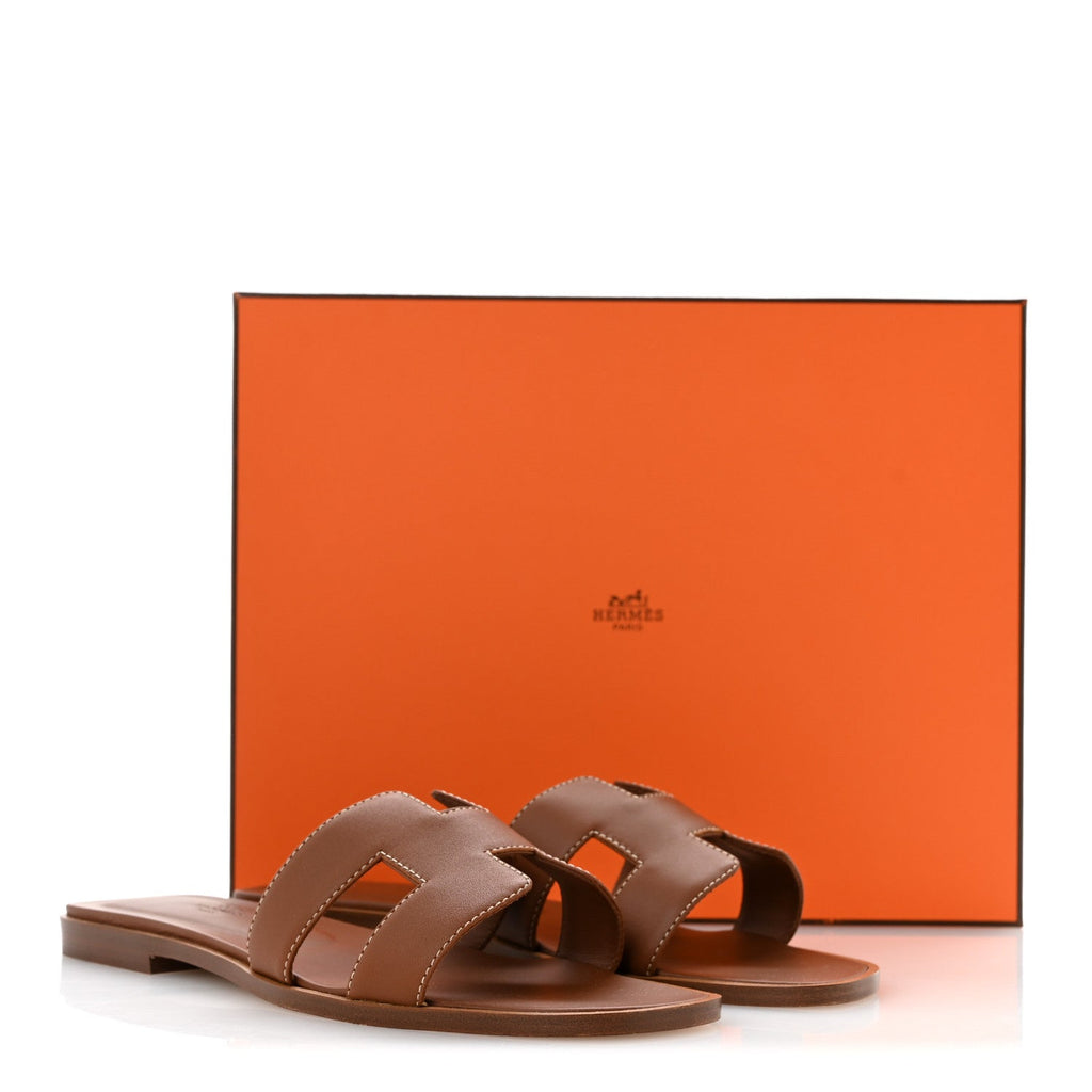 Box Calfskin Oran Sandals 37.5 Gold wholesalehk.shop
