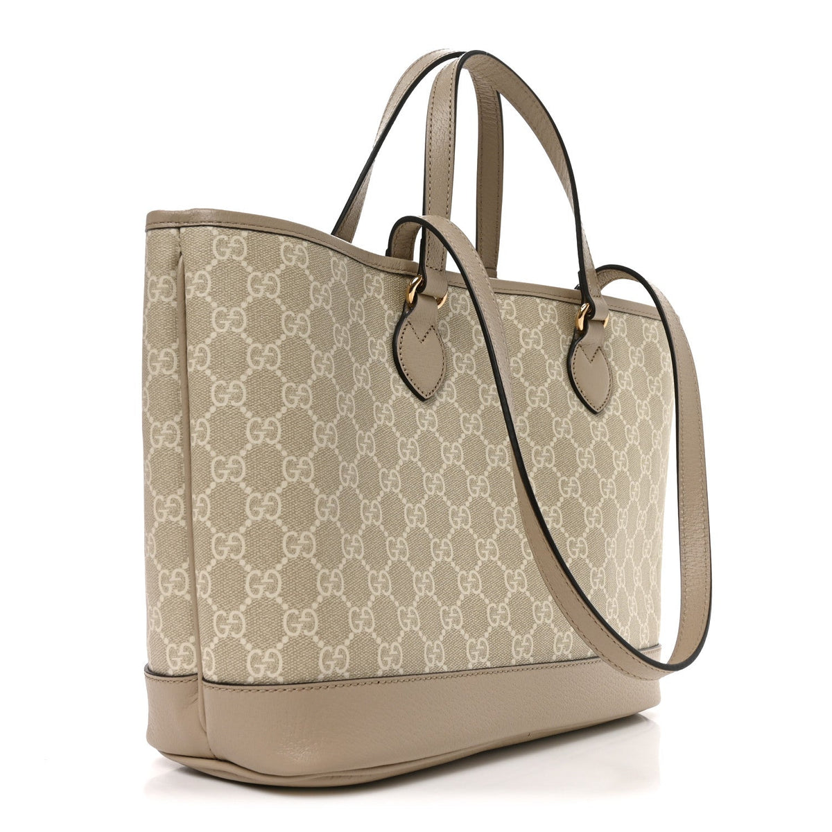 GG Supreme Monogram Textured Dollar Calfskin Small Ophidia Shoulder Tote Bag Beige Mystic White Oatmeal wholesalehk.shop