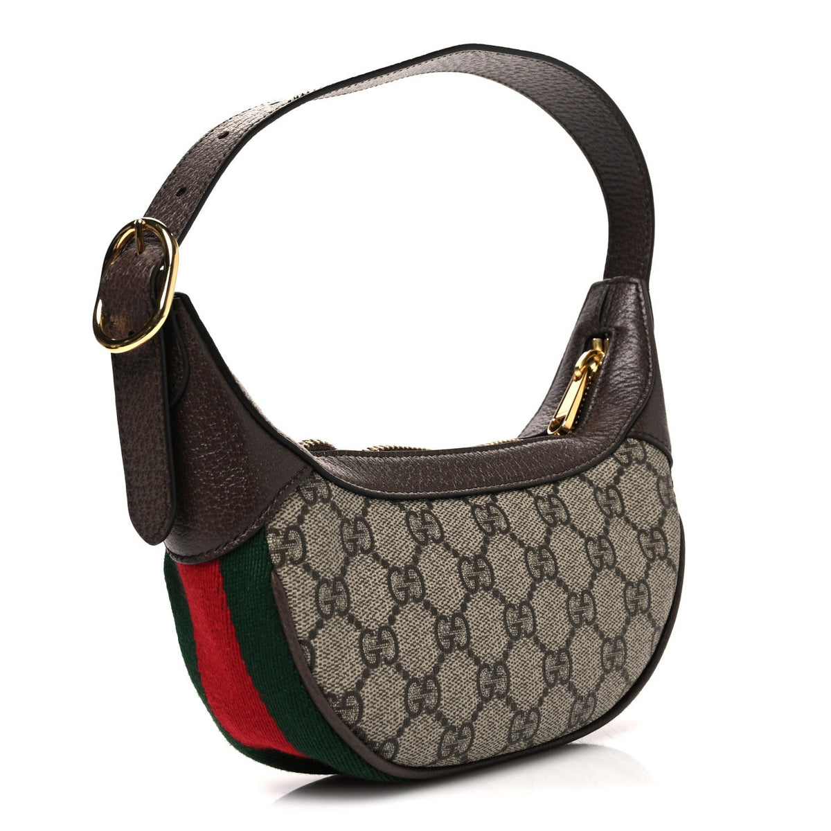GG Supreme Monogram Textured Calfskin Web Mini Ophidia Half Moon Hobo Beige Ebony New Acero wholesalehk.shop