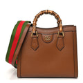 Textured Dollar Calfskin Web Small Diana Tote Bag Cuir Black wholesalehk.shop
