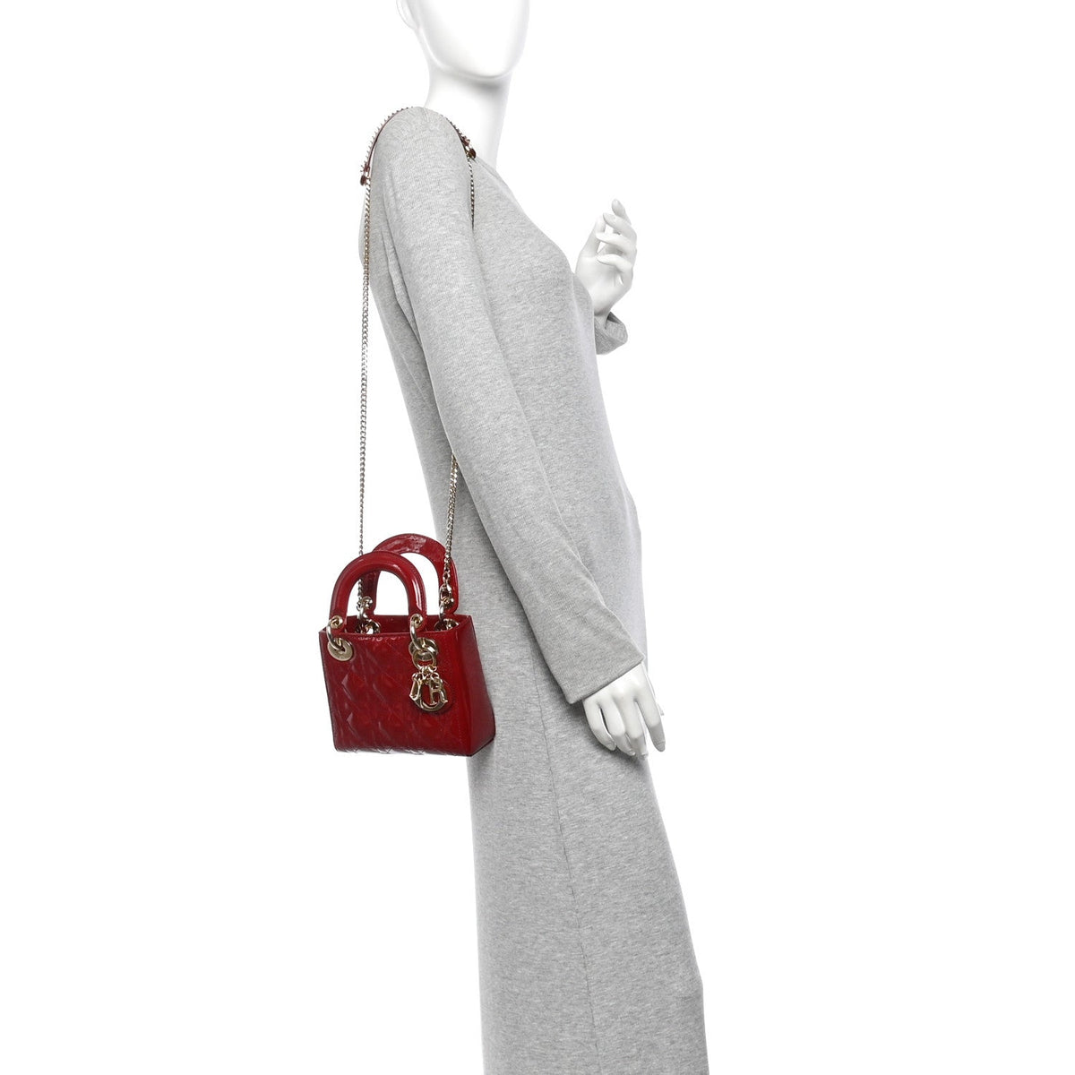 Patent Cannage Mini Lady Dior Red wholesalehk.shop