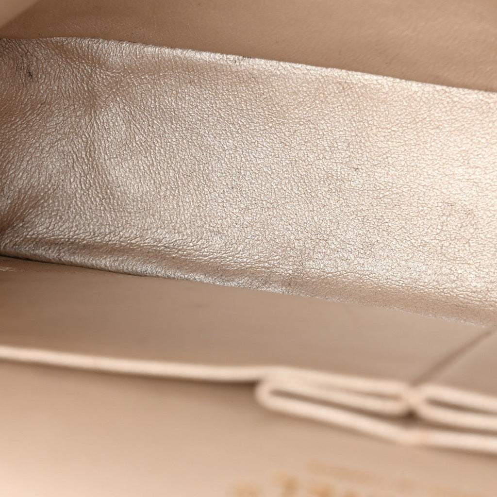 Pearly Caviar Quilted Medium Double Flap Light Beige wholesalehk.shop