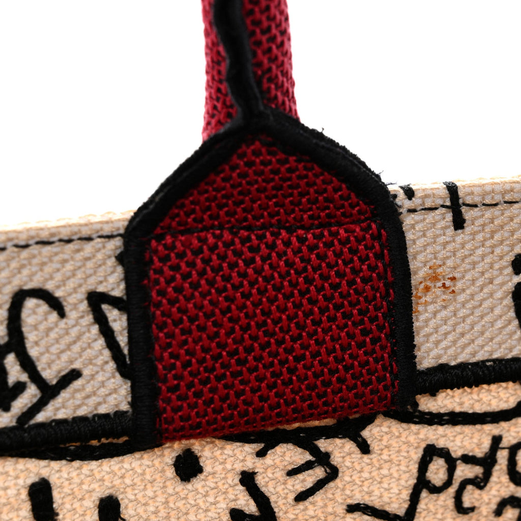 Canvas Embroidered Medium Dioramour Graffiti Book Tote Latte Multicolor £¨ Direct shipment via from wholesalehk.shop