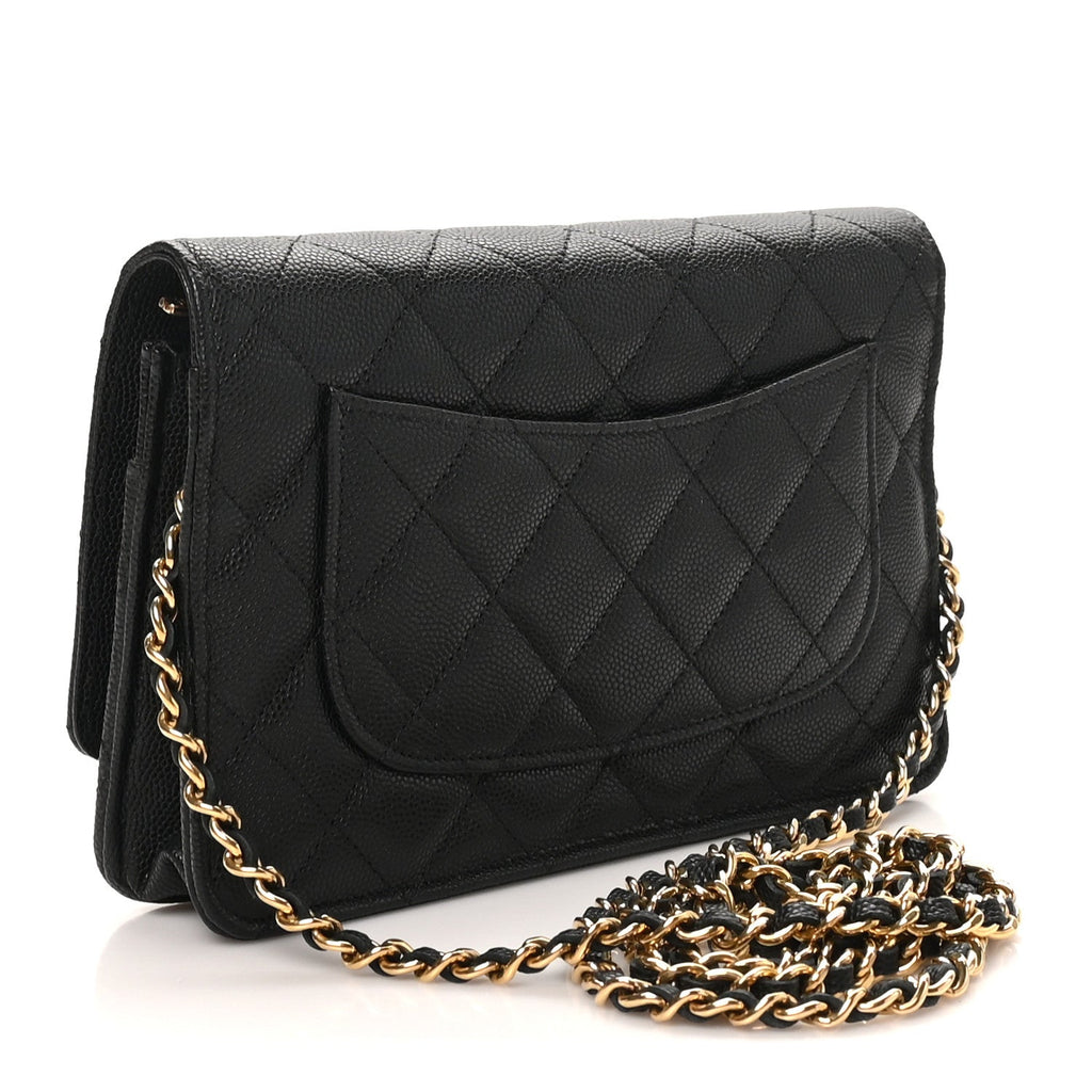Caviar Quilted Enamel Coco Casino Wallet On Chain WOC Black wholesalehk.shop