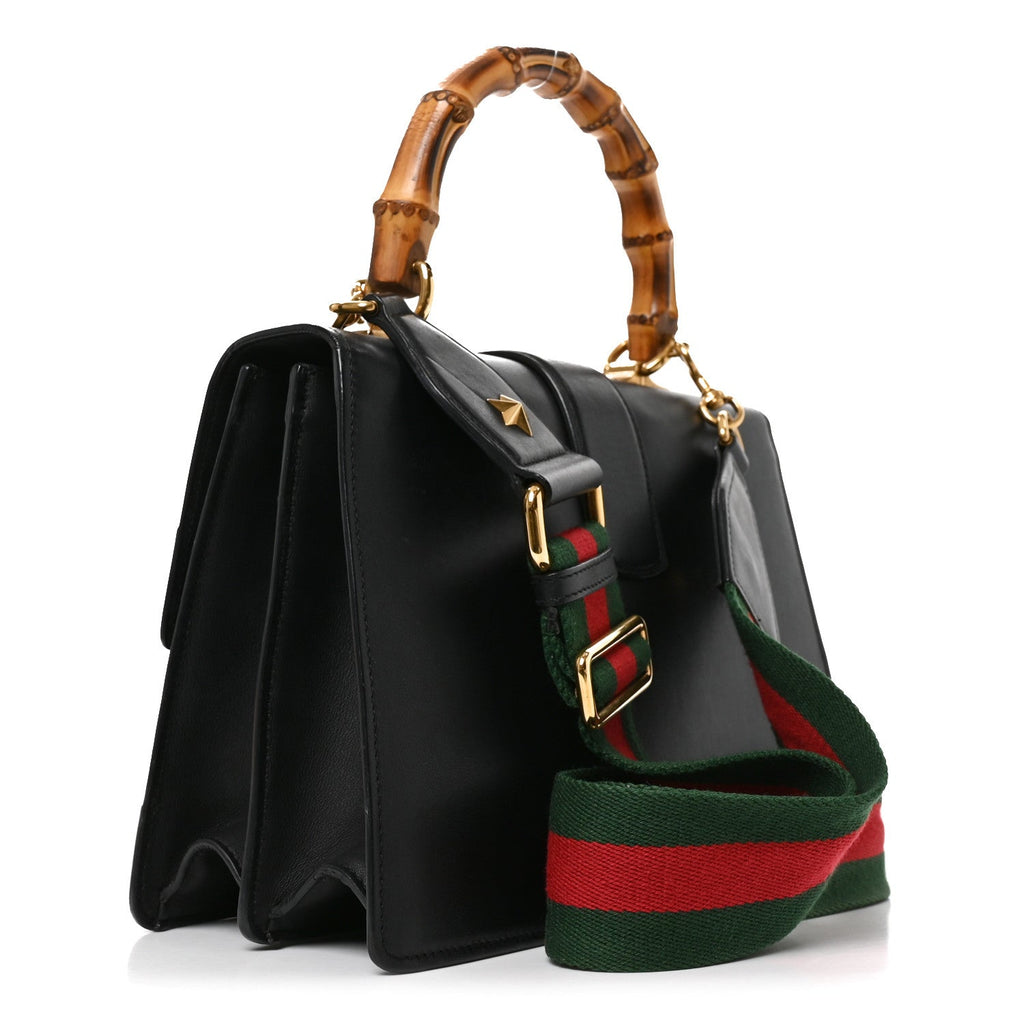 Moon Calfskin Bamboo Web Medium Dionysus Top Handle Bag Black Bright Evergreen Hibiscus Red wholesalehk.shop