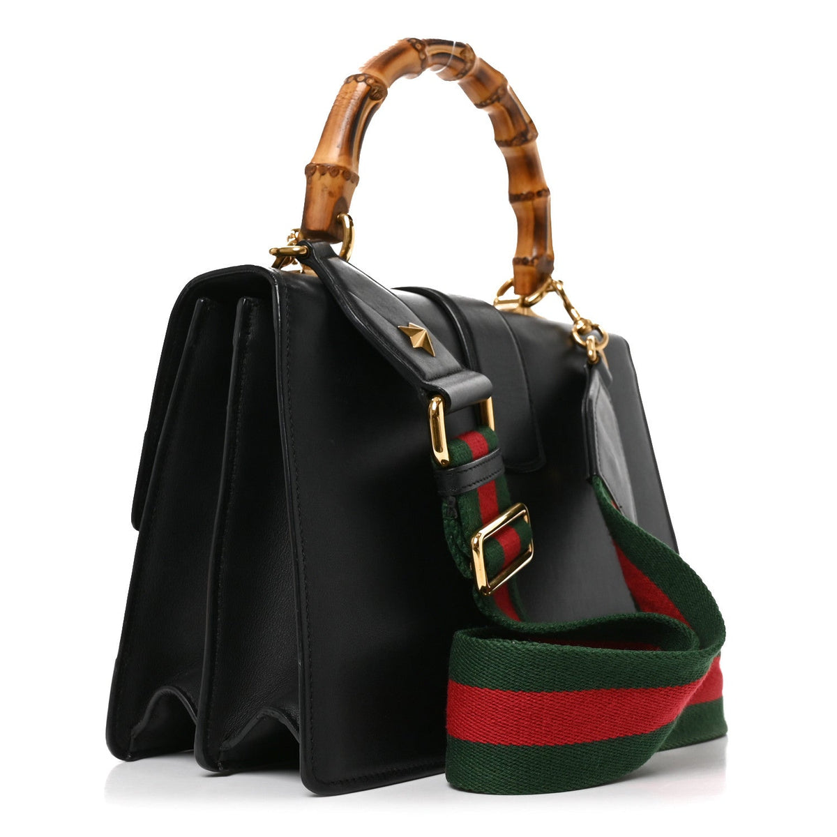 Moon Calfskin Bamboo Web Medium Dionysus Top Handle Bag Black Bright Evergreen Hibiscus Red wholesalehk.shop