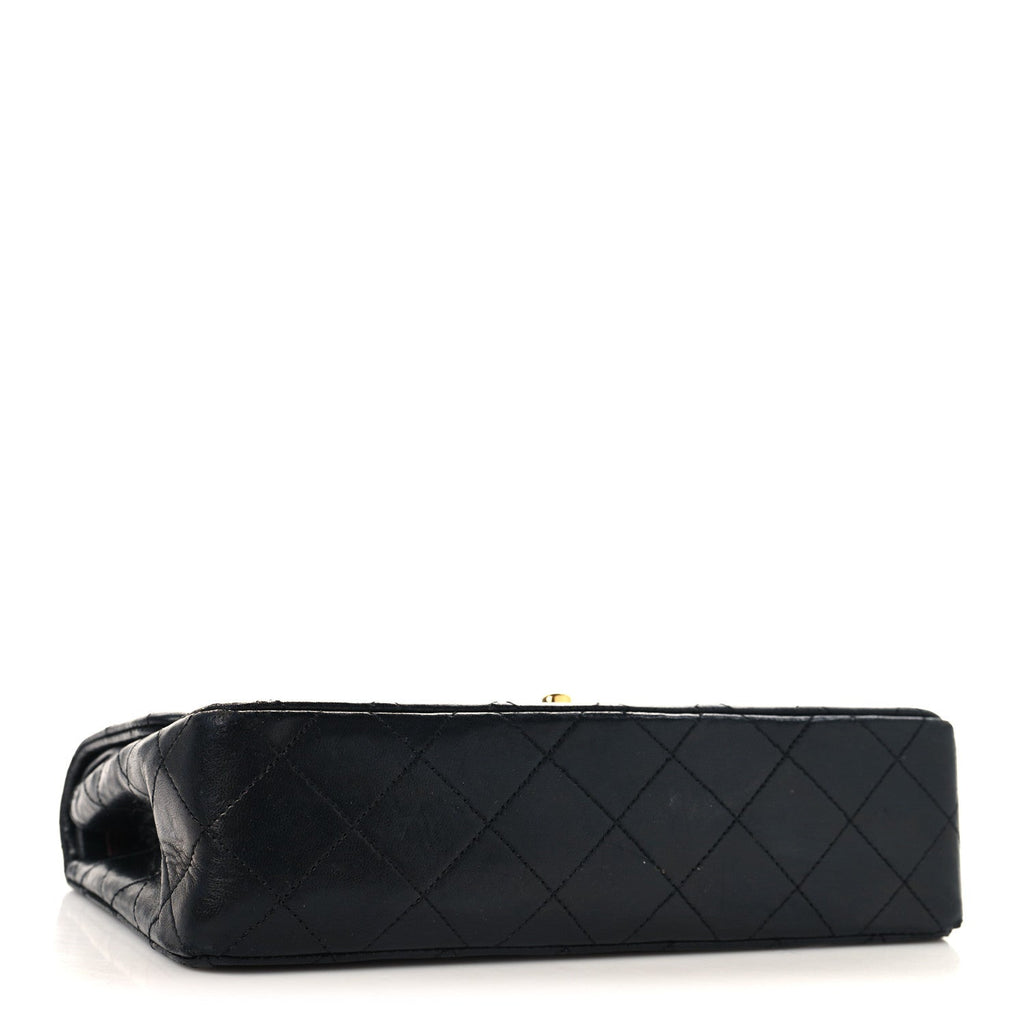 Lambskin Quilted Small Double Flap Black wholesalehk.shop