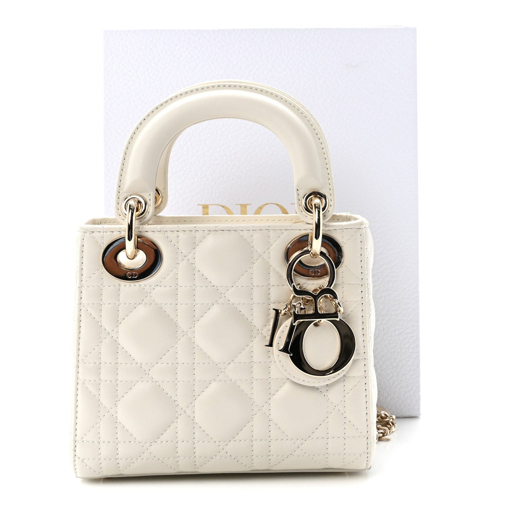 Lambskin Cannage Mini Lady Dior Latte wholesalehk.shop