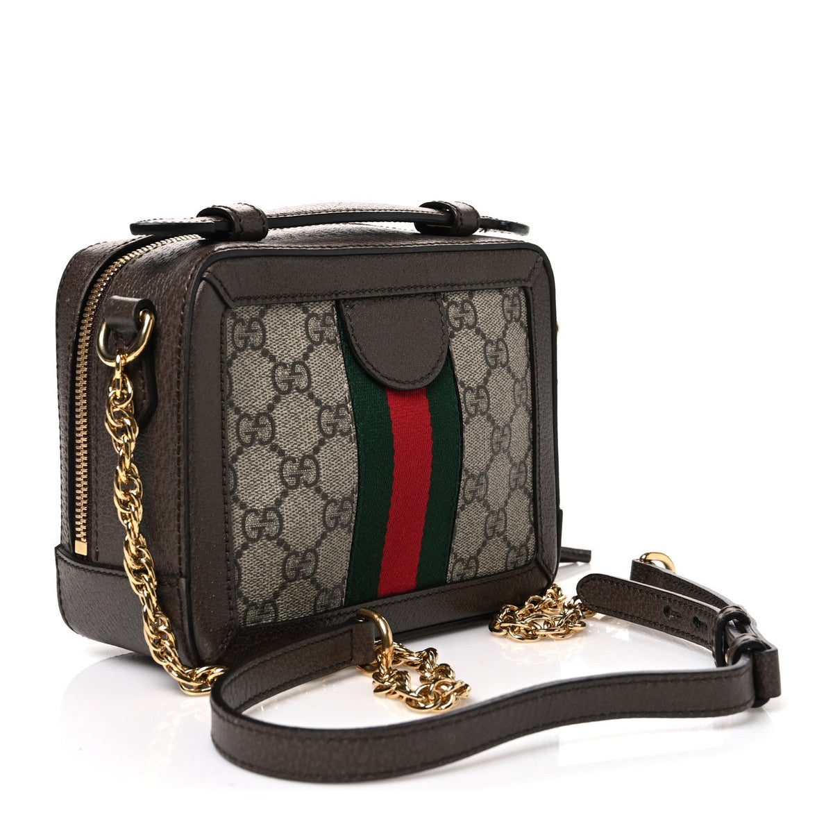 GG Supreme Monogram Mini Ophidia Top Handle Shoulder Bag Brown wholesalehk.shop