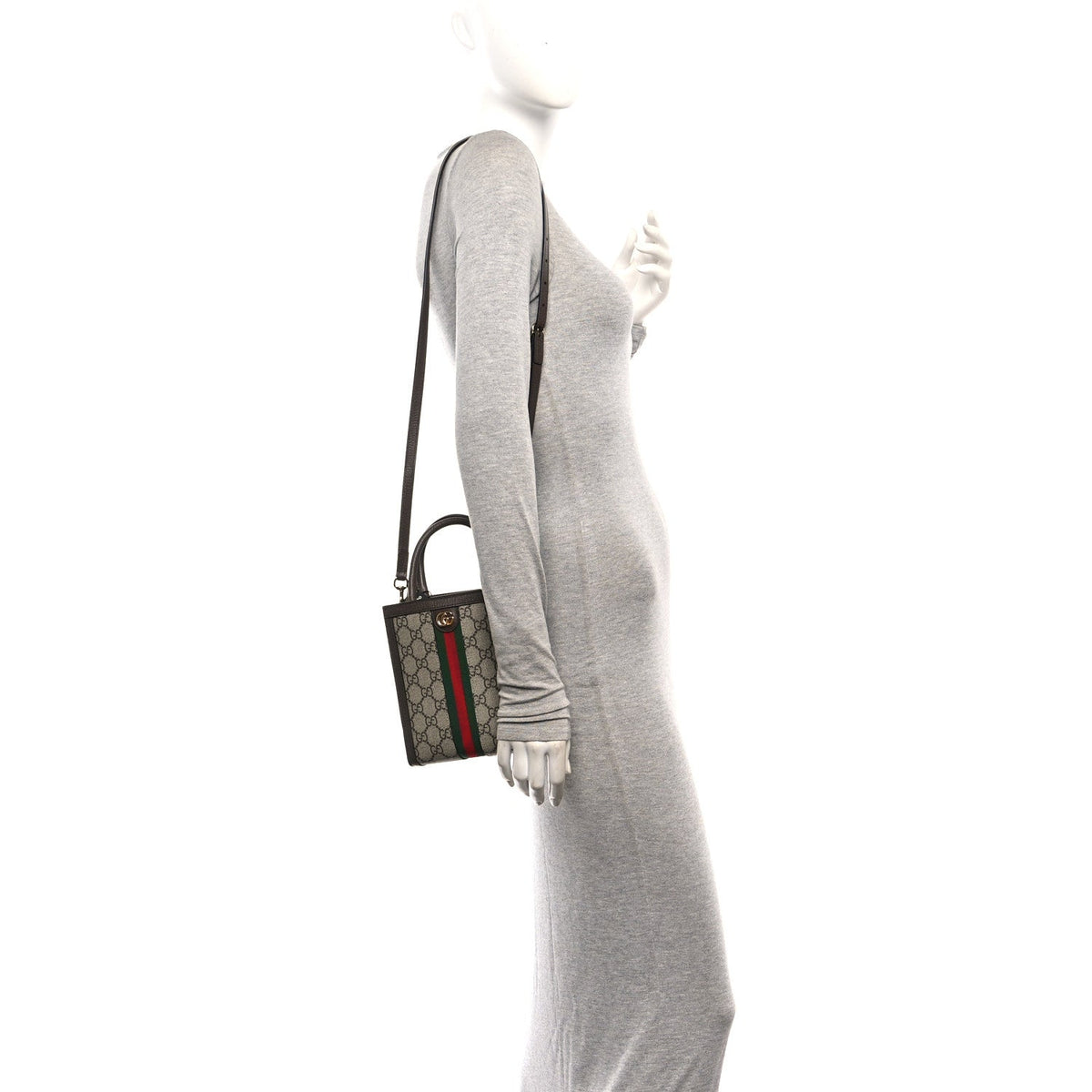 GG Supreme Monogram Textured Dollar Calfskin Web Super Mini Ophidia Mini Tote Bag Beige Ebony New Acero wholesalehk.shop