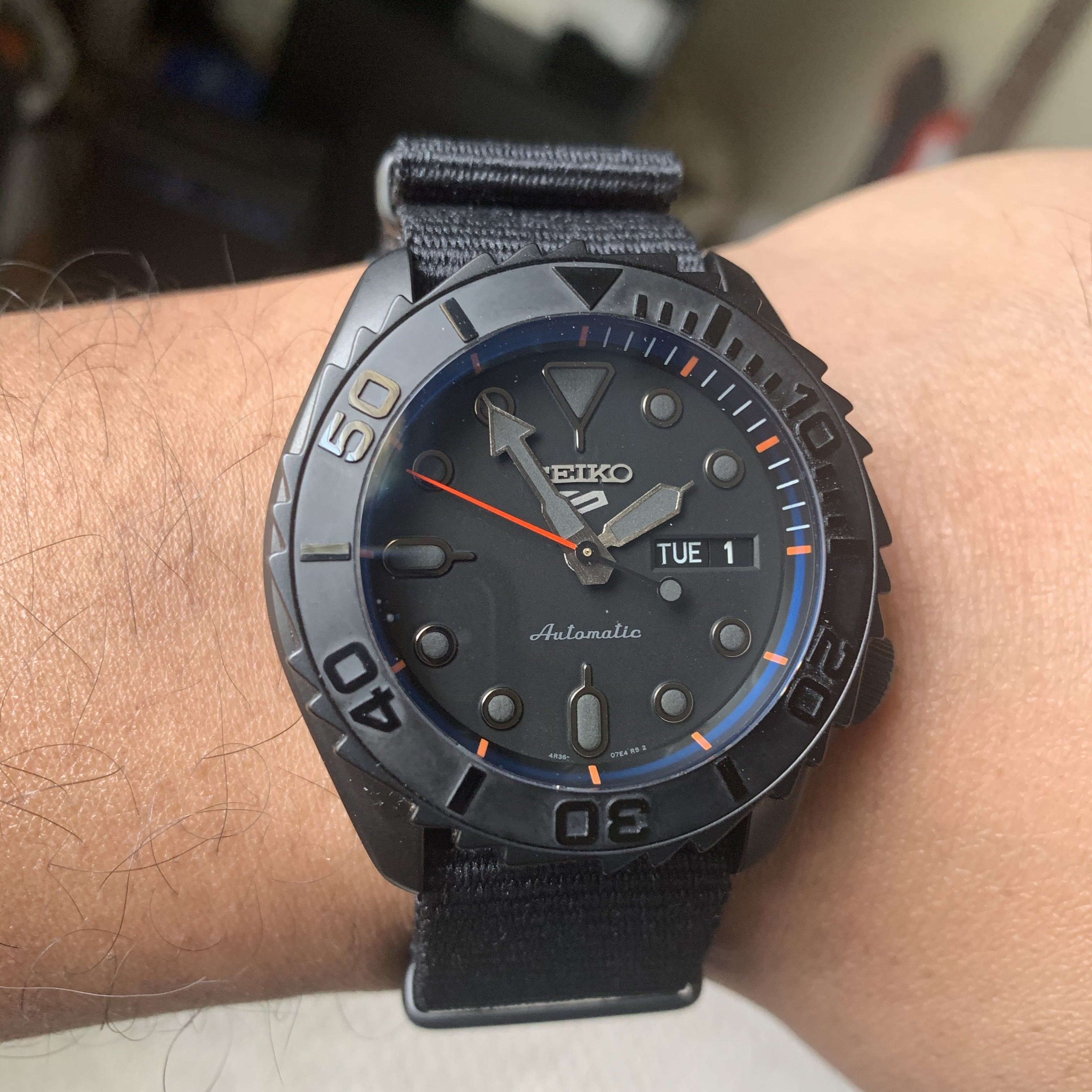 Seiko 5 Sports Automatic Black Dial Black NATO Strap Watch For Men - SRPD79K1 wholesalehk.shop