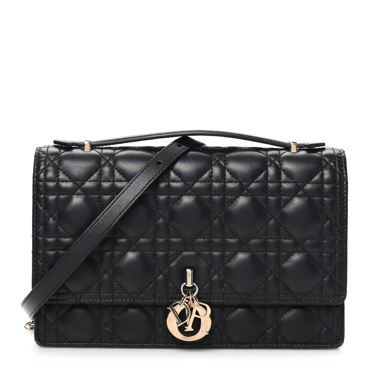 Lambskin Cannage Miss Dior Top Handle Bag Black wholesalehk.shop