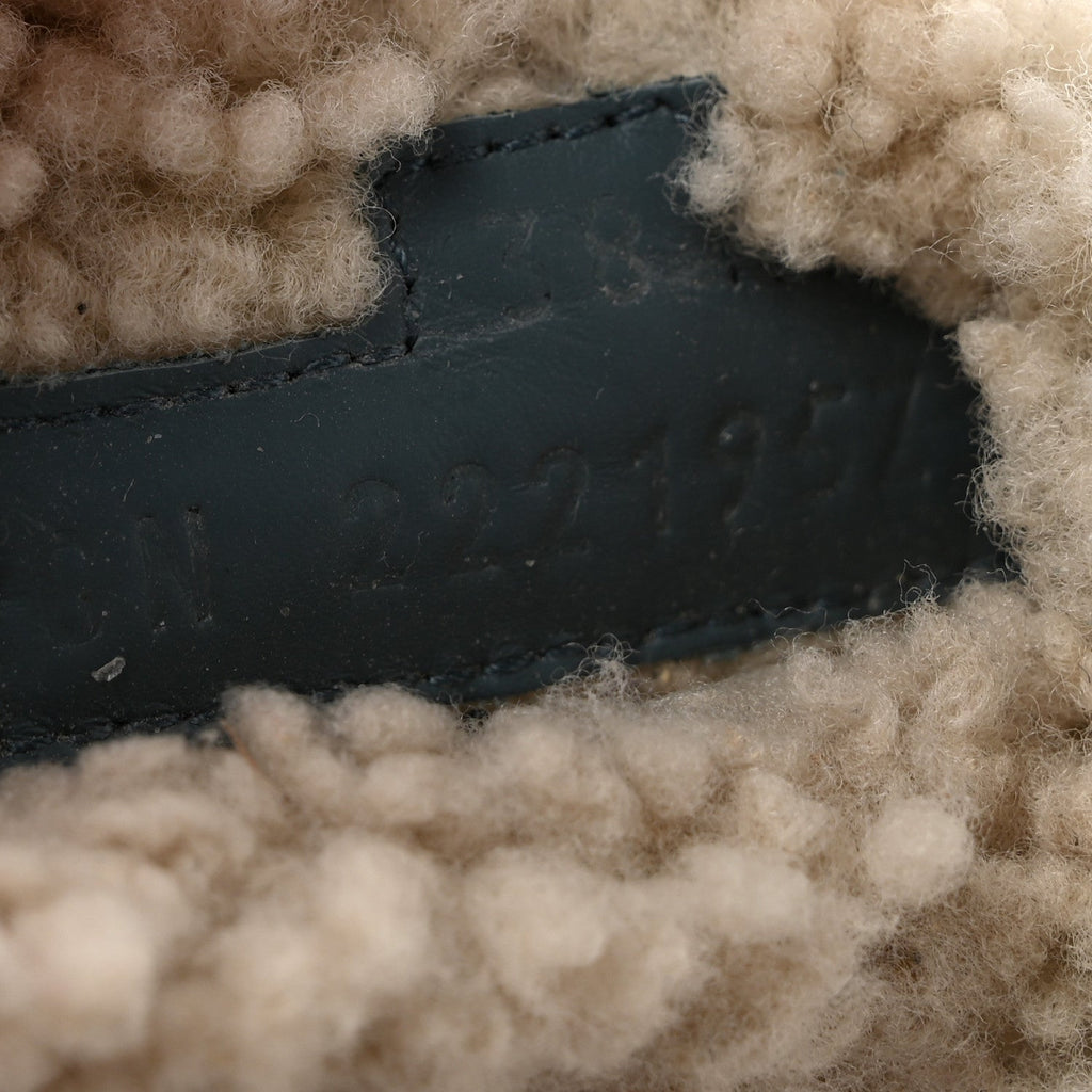 Suede Goatskin Woolskin Womens Chypre Sandals 38.5 Bleu Pinede Ecru wholesalehk.shop
