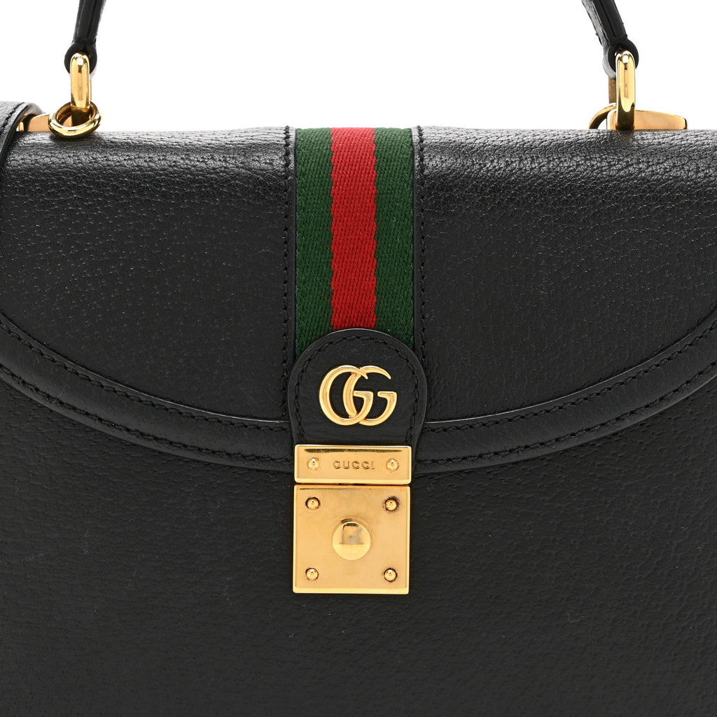 Textured Dollar Calfskin Web Small Ophidia Padlock Top Handle Bag Black £¨ Direct shipment via from wholesalehk.shop