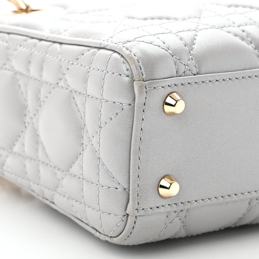 Lambskin Cannage Mini Lady Dior Gray Opaline Gray Opaline wholesalehk.shop