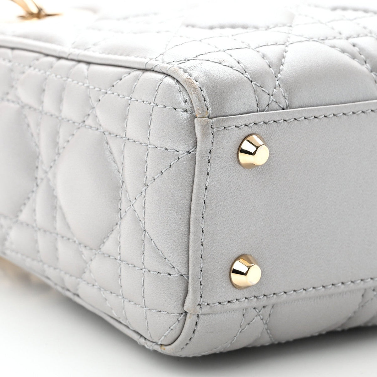 Lambskin Cannage Mini Lady Dior Gray Opaline Gray Opaline wholesalehk.shop