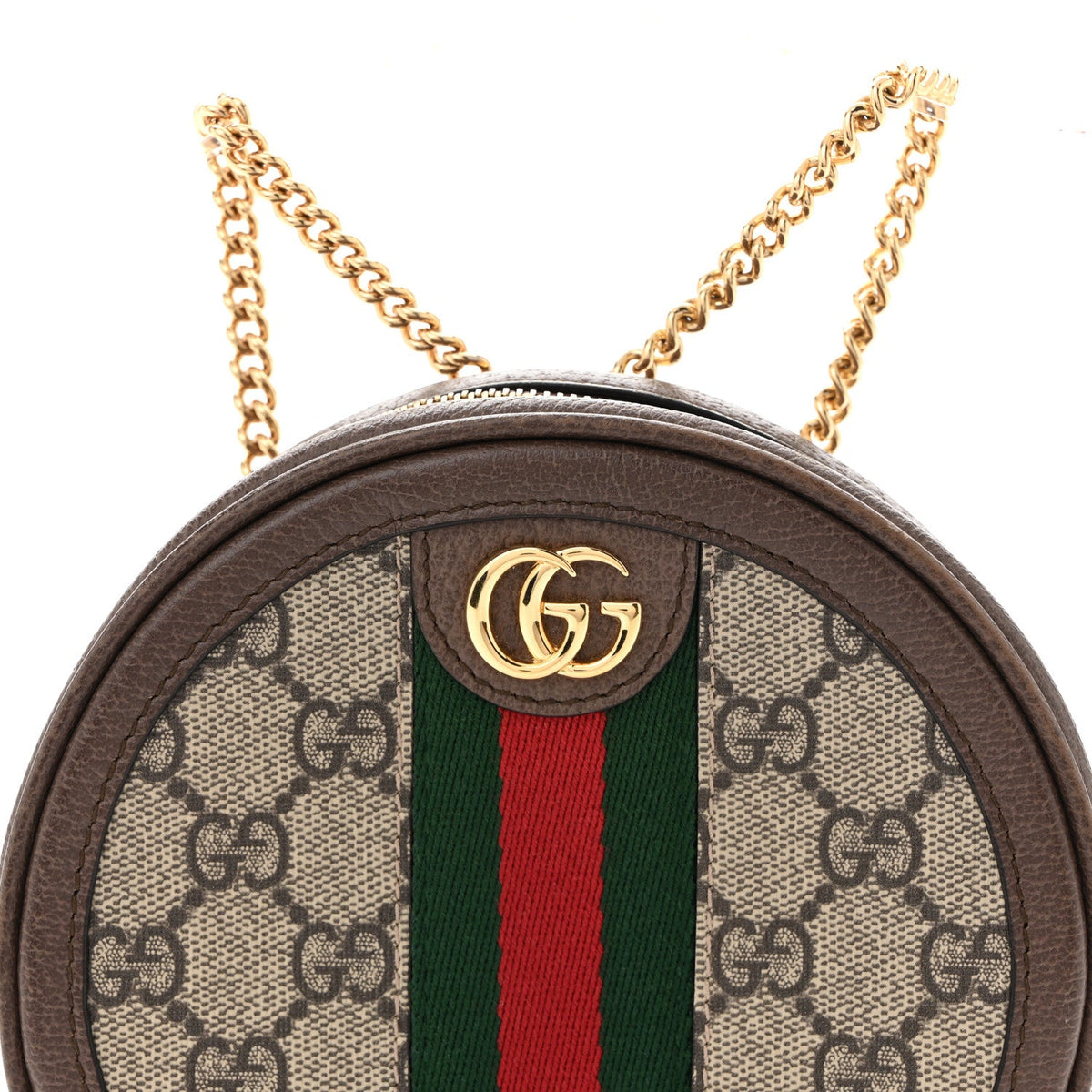 GG Supreme Monogram Web Mini Ophidia Round Backpack Brown wholesalehk.shop