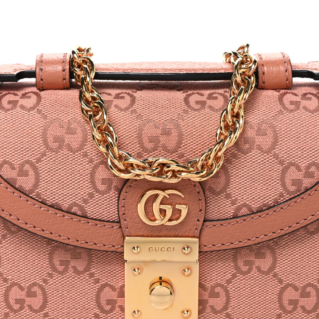 GG Monogram Textured Dollar Calfskin Mini Ophidia Padlock Top Handle Chain Shoulder Bag Cloche Rose Pink £¨ Direct shipment via from wholesalehk.shop