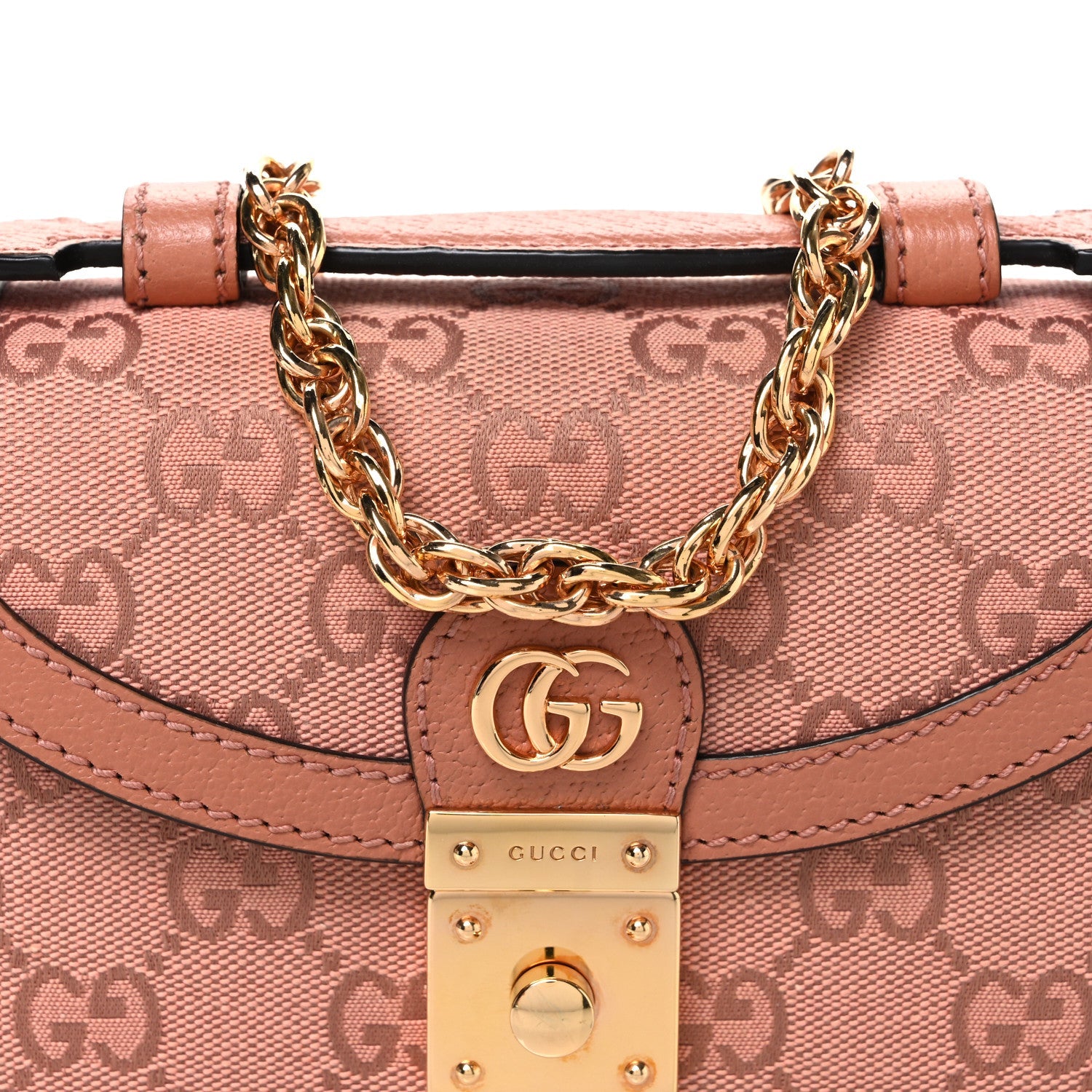 GG Monogram Textured Dollar Calfskin Mini Ophidia Padlock Top Handle Chain Shoulder Bag Cloche Rose Pink £¨ Direct shipment via from wholesalehk.shop