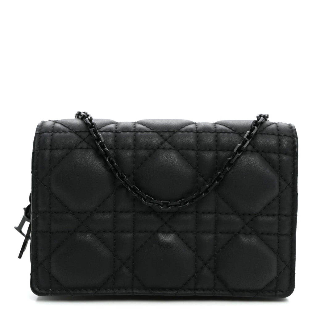 Ultra Matte Calfskin Cannage Nano Lady Dior Pouch Black wholesalehk.shop