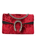 Velvet GG Monogram Super Mini Dionysus Shoulder Bag Red Cipria Black wholesalehk.shop