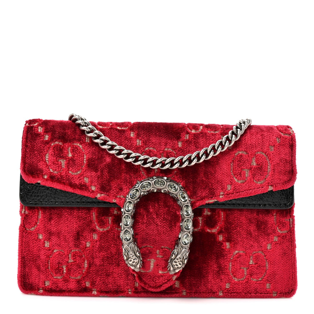 Velvet GG Monogram Super Mini Dionysus Shoulder Bag Red Cipria Black wholesalehk.shop