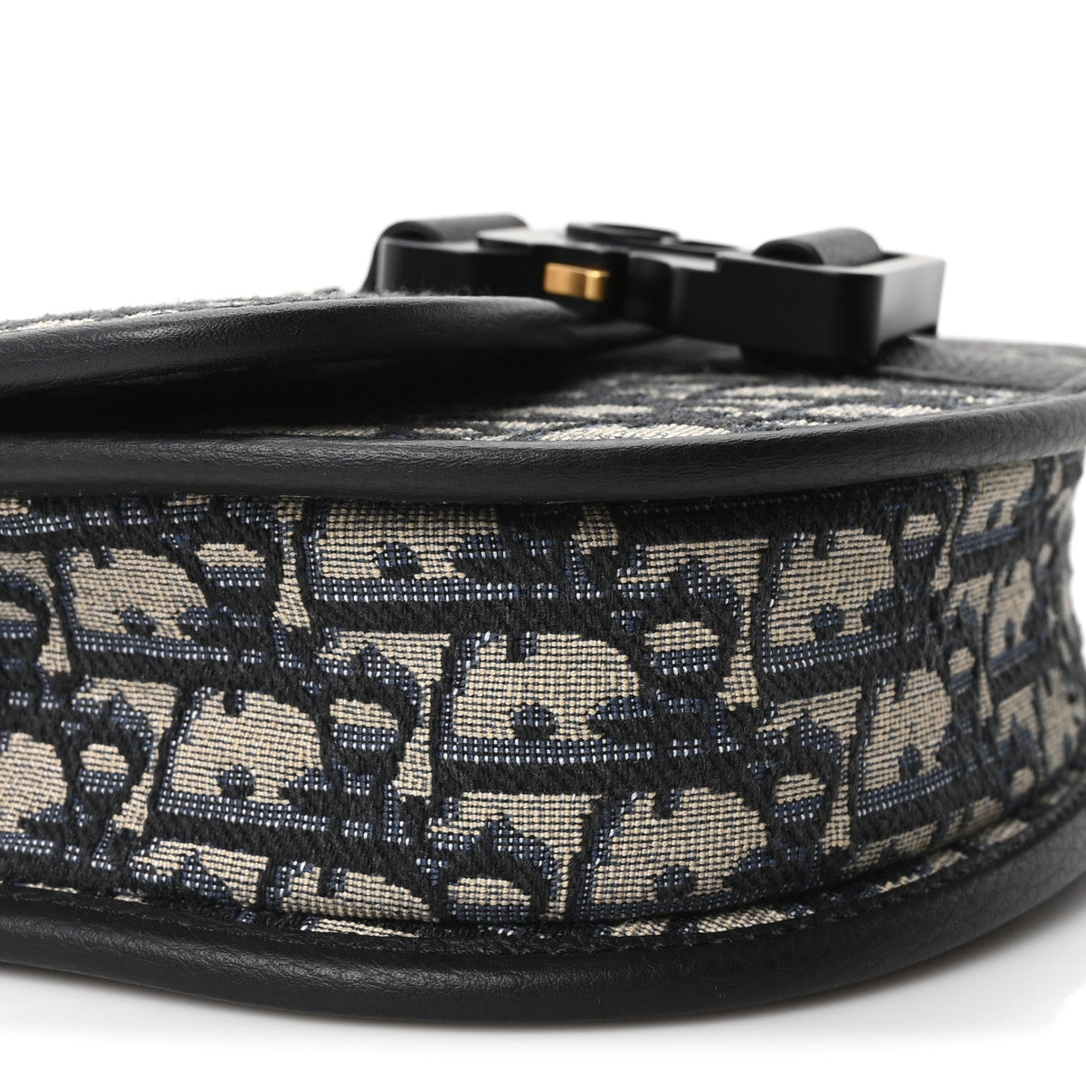 Oblique Grained Calfskin Mini Gallop Bag With Strap Black Beige wholesalehk.shop
