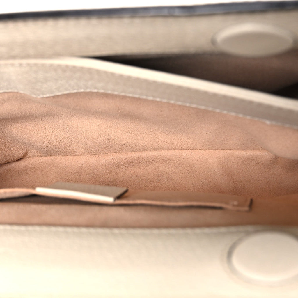 Textured Calfskin Web Small Ophidia Chain Shoulder Bag Mystic White wholesalehk.shop