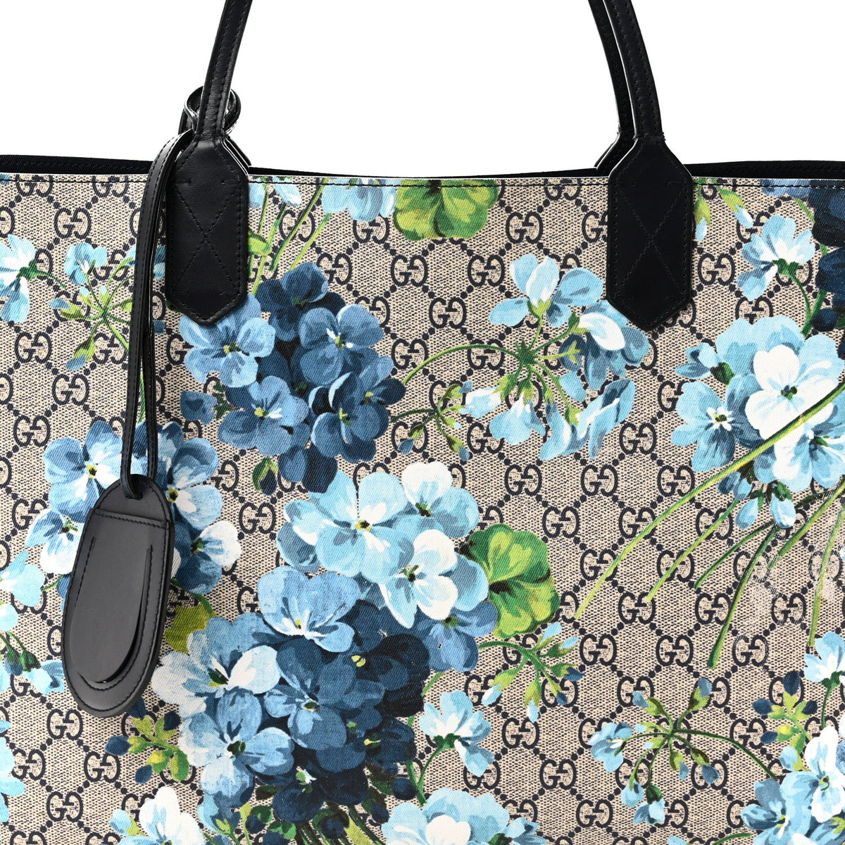 GG Supreme Monogram Blooms Medium Reversible Tote Beige Blue Navy wholesalehk.shop