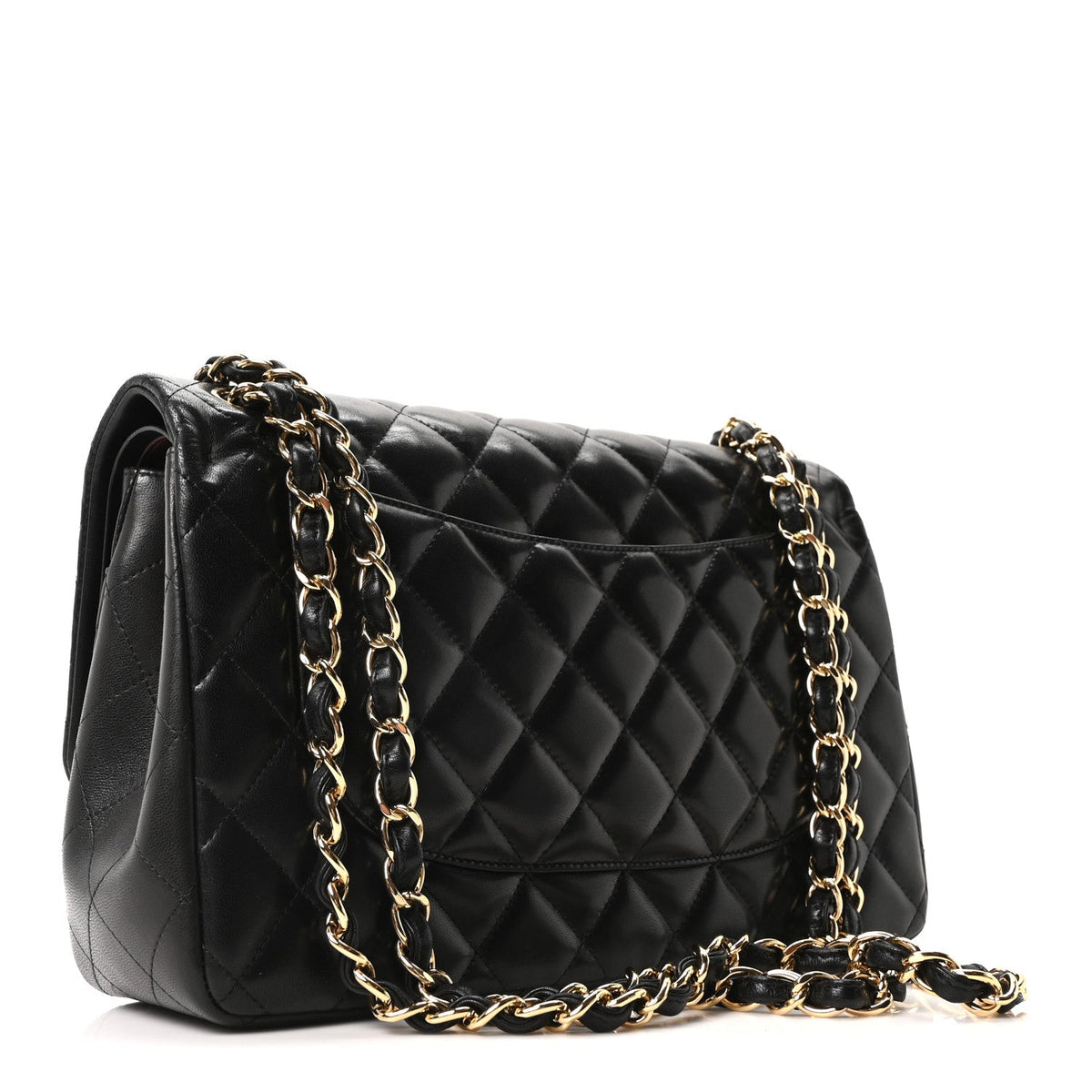 Lambskin Quilted Jumbo Double Flap Black wholesalehk.shop