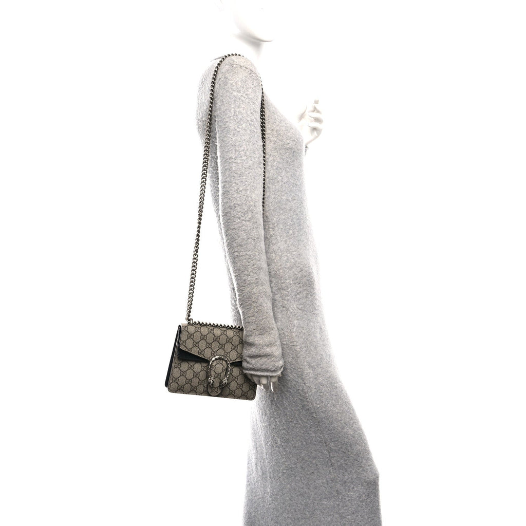 GG Supreme Monogram Mini Dionysus Shoulder Bag Black wholesalehk.shop