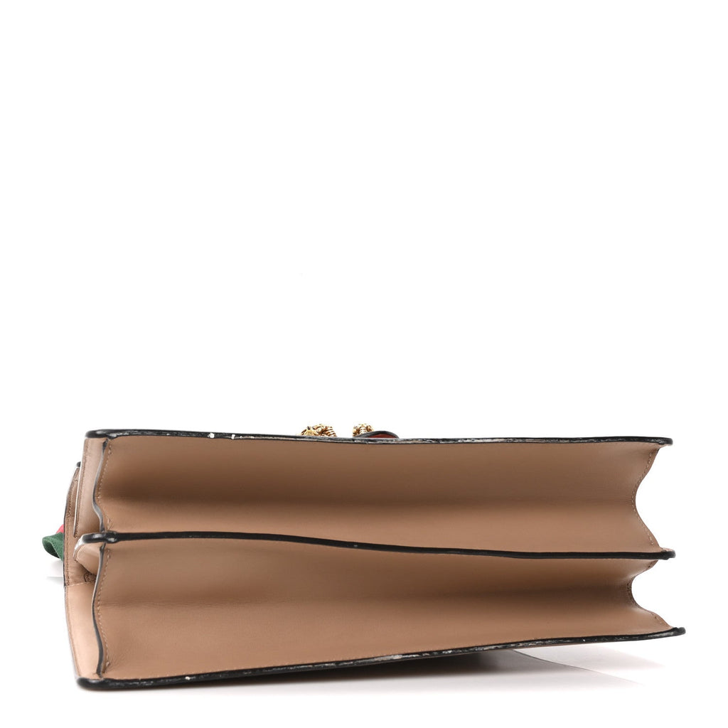 Moon Calfskin Web Large Dionysus Bamboo Top Handle Bag Camelia Bright Evergreen Hibiscus Red wholesalehk.shop
