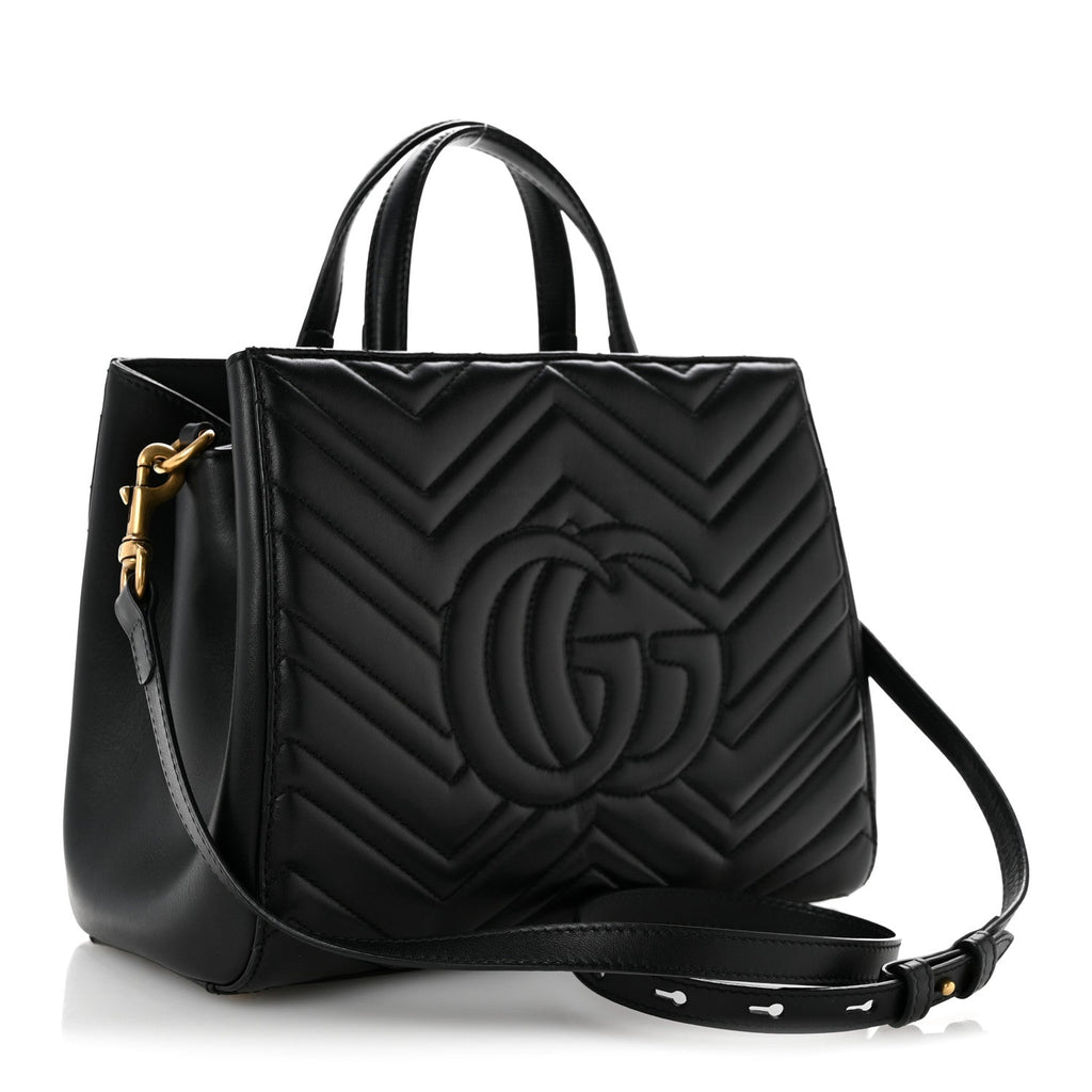 Calfskin Matelasse Small GG Marmont Tote Black wholesalehk.shop