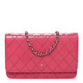 Lambskin Diamond Stitched Wallet On Chain WOC Pink wholesalehk.shop