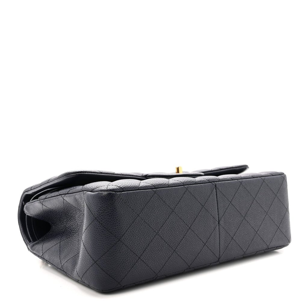 Caviar Quilted Jumbo Double Flap Navy Blue wholesalehk.shop