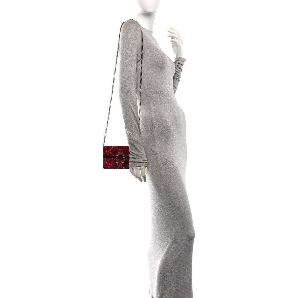 Velvet GG Monogram Super Mini Dionysus Shoulder Bag Red Cipria Black wholesalehk.shop