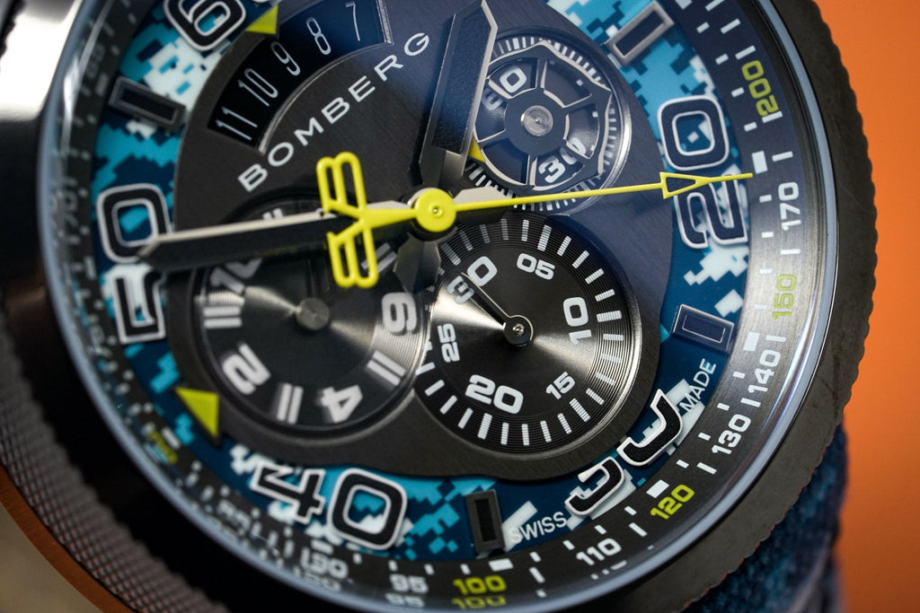 Bomberg Men's Chronograph Watch BOLT-68 Blue Camo Limited Edition wholesalehk.shop
