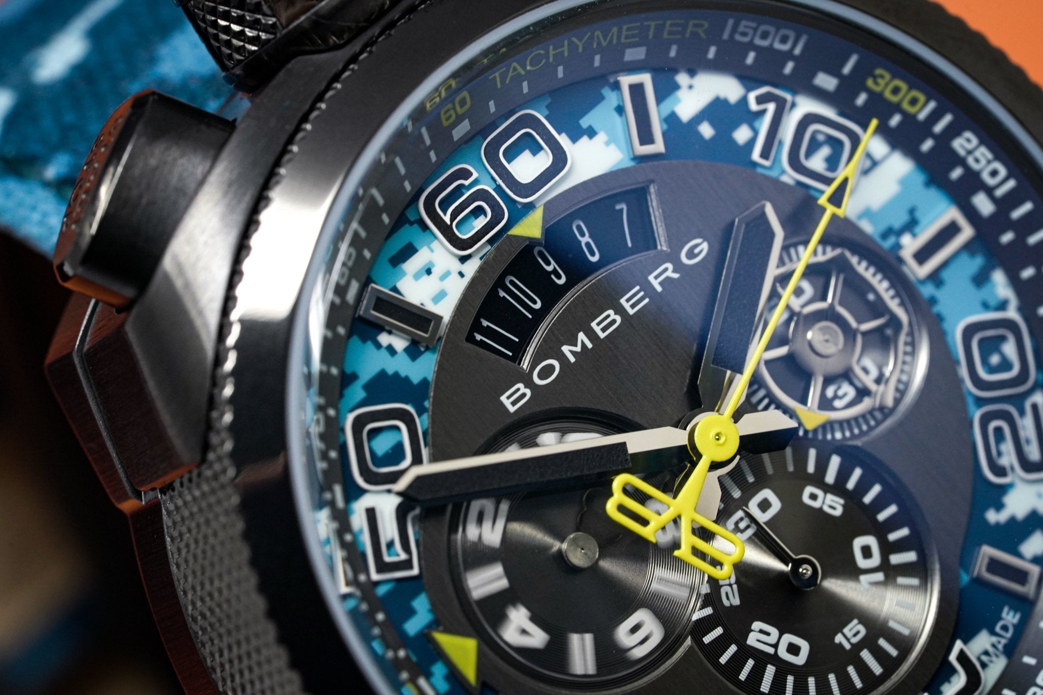 Bomberg Men's Chronograph Watch BOLT-68 Blue Camo Limited Edition wholesalehk.shop