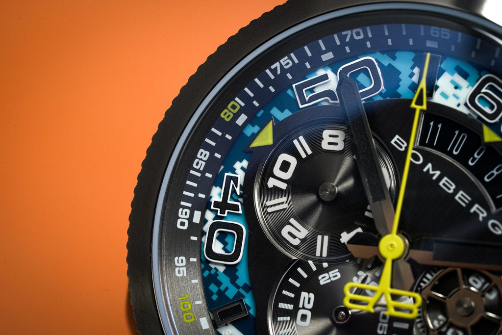 Bomberg Men's Chronograph Watch BOLT-68 Blue Camo Limited Edition wholesalehk.shop