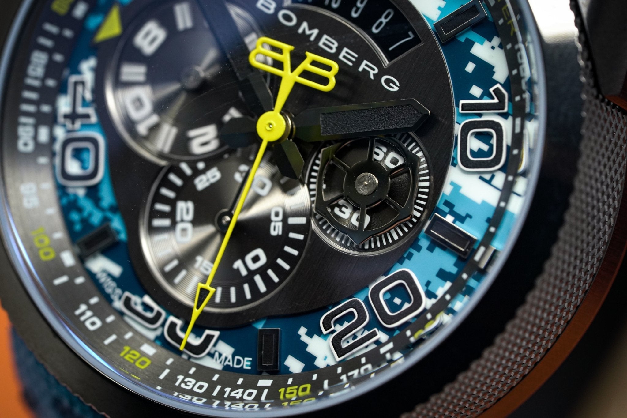 Bomberg Men's Chronograph Watch BOLT-68 Blue Camo Limited Edition wholesalehk.shop