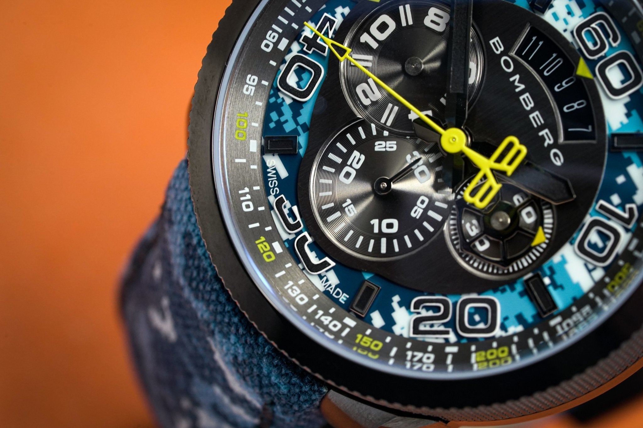 Bomberg Men's Chronograph Watch BOLT-68 Blue Camo Limited Edition wholesalehk.shop