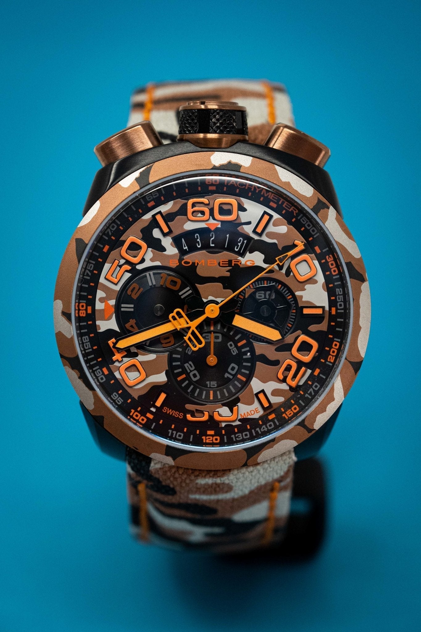 Bomberg Men's Chronograph Watch BOLT-68 Orange Camouflage Limited Edition wholesalehk.shop