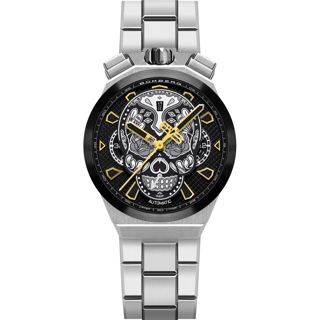 Bomberg Men's Bolt-68 Neo Calaveras Black Silver wholesalehk.shop
