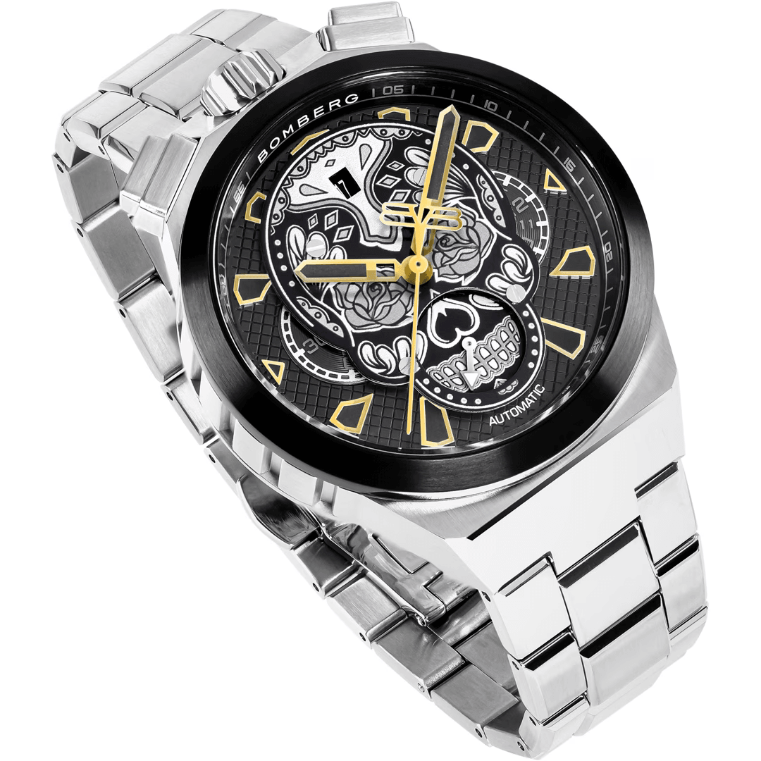 Bomberg Men's Bolt-68 Neo Calaveras Black Silver wholesalehk.shop