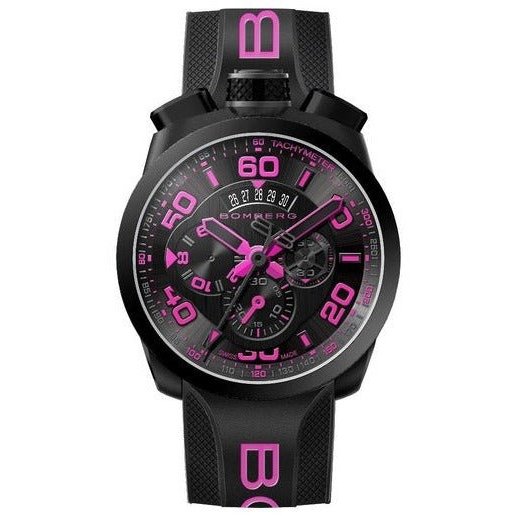 Bomberg Men's Chronograph Watch BOLT-68 Black PVD Pink wholesalehk.shop