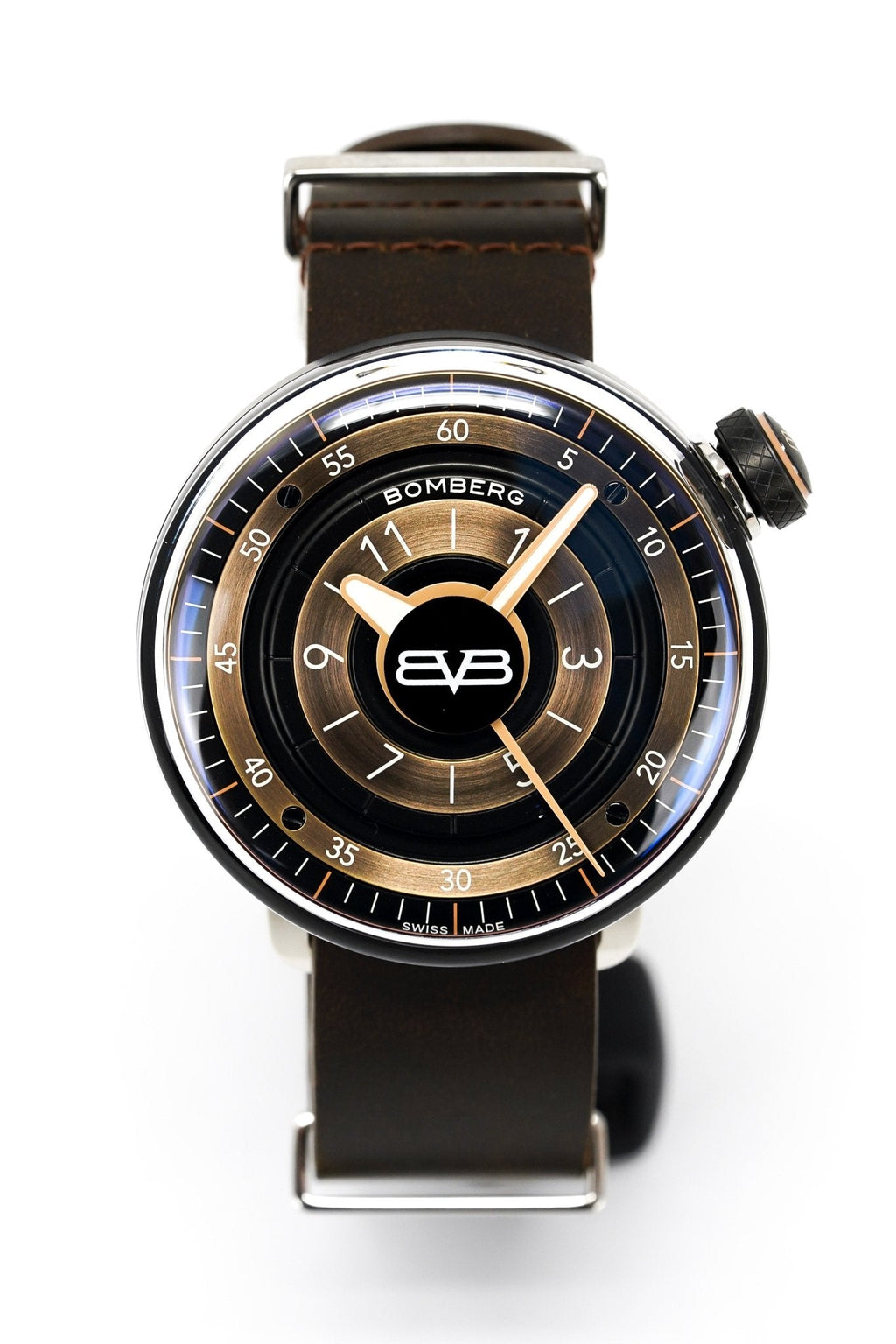 Bomberg Men's Watch BB-01 Black PVD Brown wholesalehk.shop