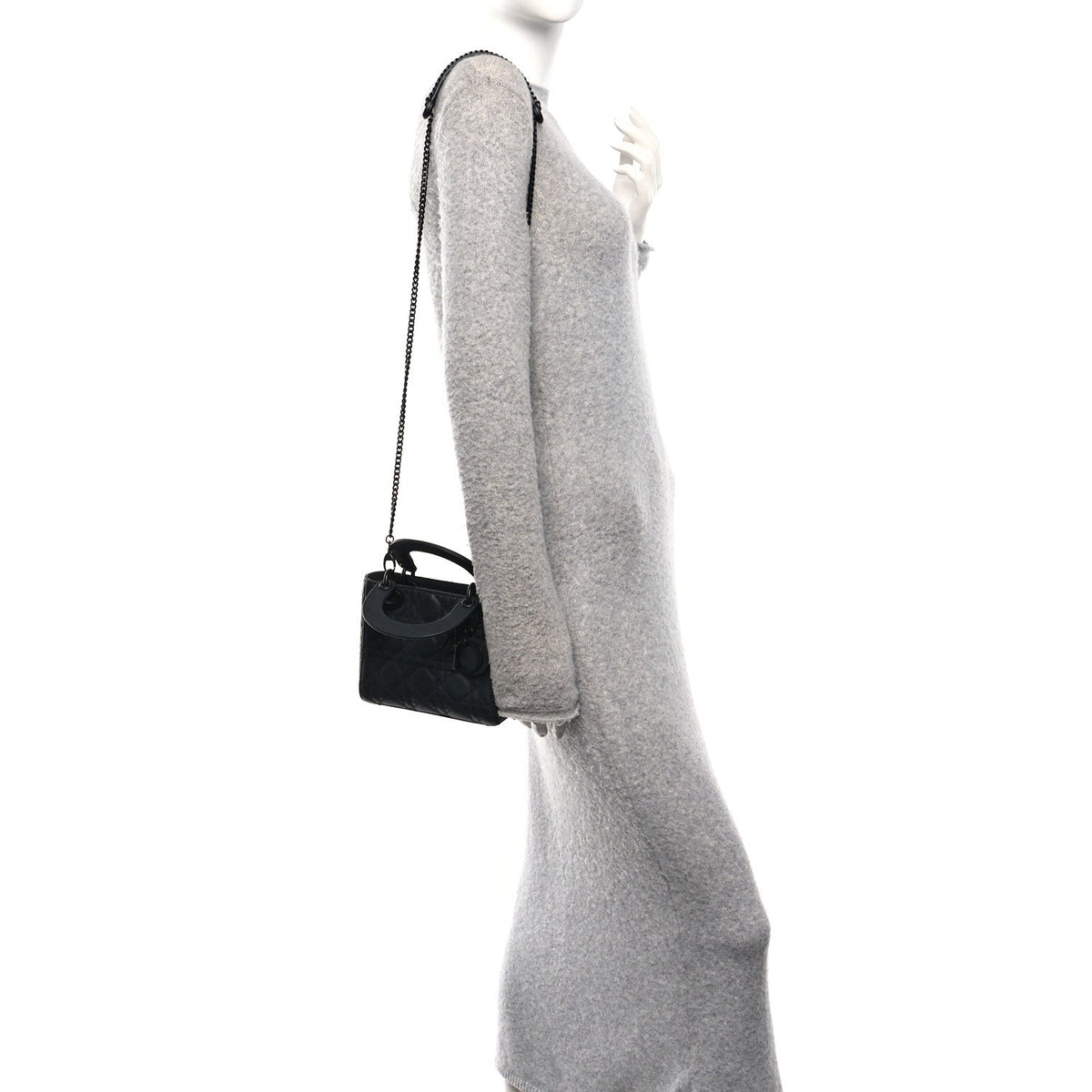 Ultra Matte Calfskin Cannage Mini Lady Dior Black wholesalehk.shop