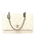 Shiny Caviar Quilted Flap Charm Wallet On Chain WOC White wholesalehk.shop