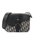 Oblique Jacquard Grained Calfskin Small Saddle Messenger Bag Beige Black wholesalehk.shop